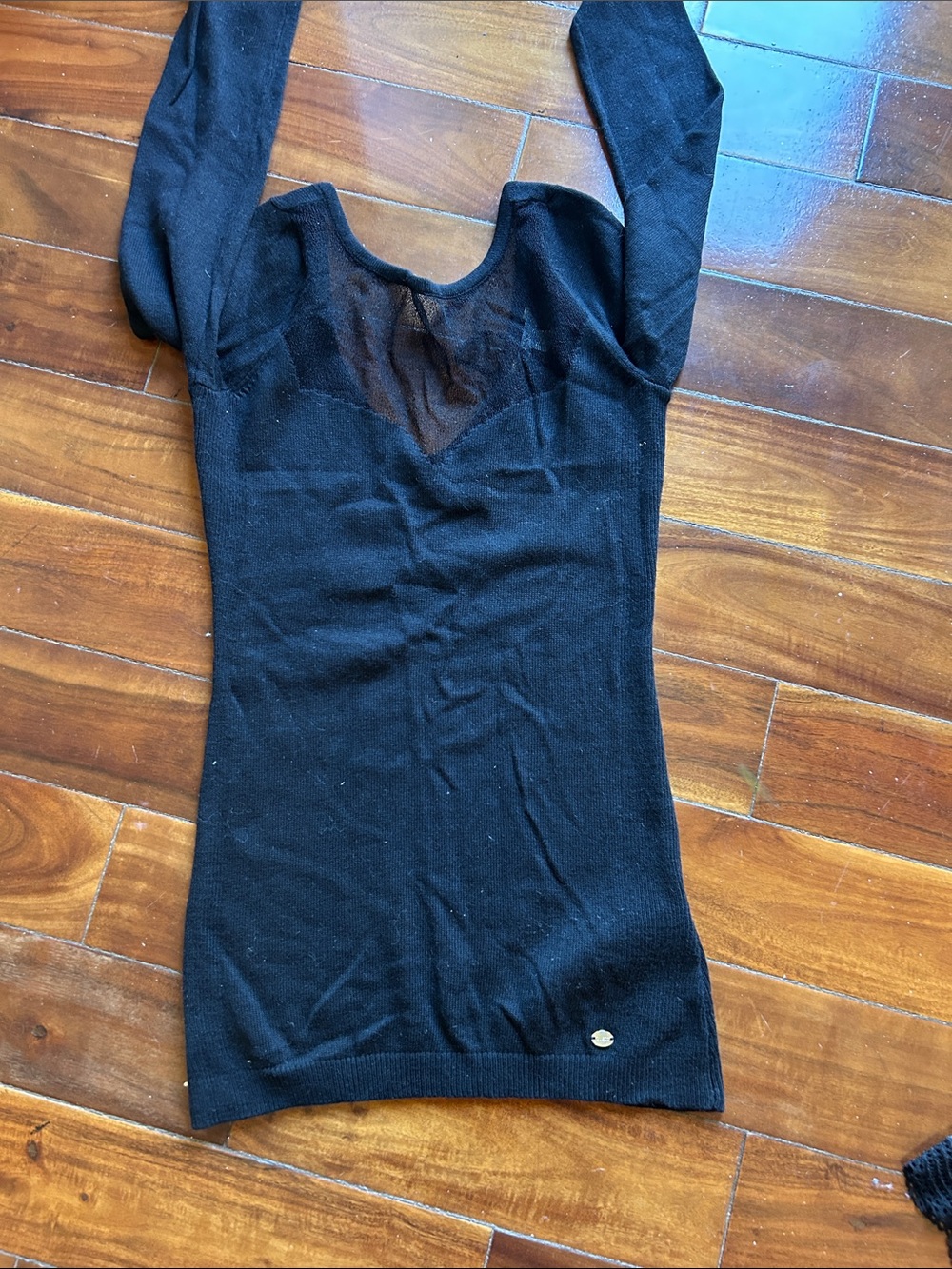 Guess Black Knit Top with Gold Accent